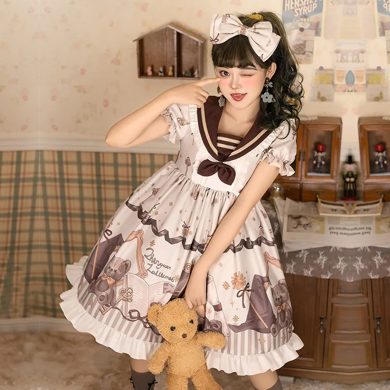 Lovely Lolita Op New Summer Bear Kawaii Pattern Printed Lolitas Puff Short Sleeve Dresses Female Anime Sweet Girls Cosplay
Lovely Lolita Op New Summer Bear Kawaii Pattern Printed Lolitas Puff Short Sleeve Dresses Female Anime Sweet Girls Cosplay