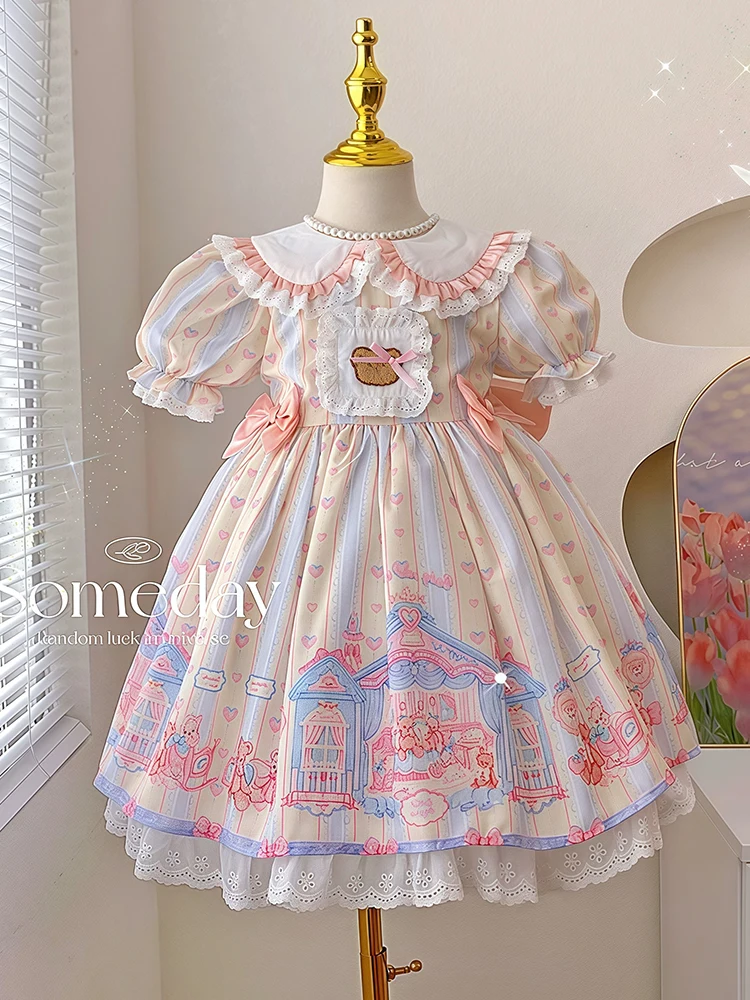 فستان لوليتا الأميرة بأكمام فقاعية حلوة للفتيات، فستان عيد ميلاد صيفي جديد للأطفال، فستان كوري بأكمام قصيرة فستان لوليتا الأميرة بأكمام فقاعية حلوة للفتيات، فستان عيد ميلاد صيفي جديد للأطفال، فستان كوري بأكمام قصيرة