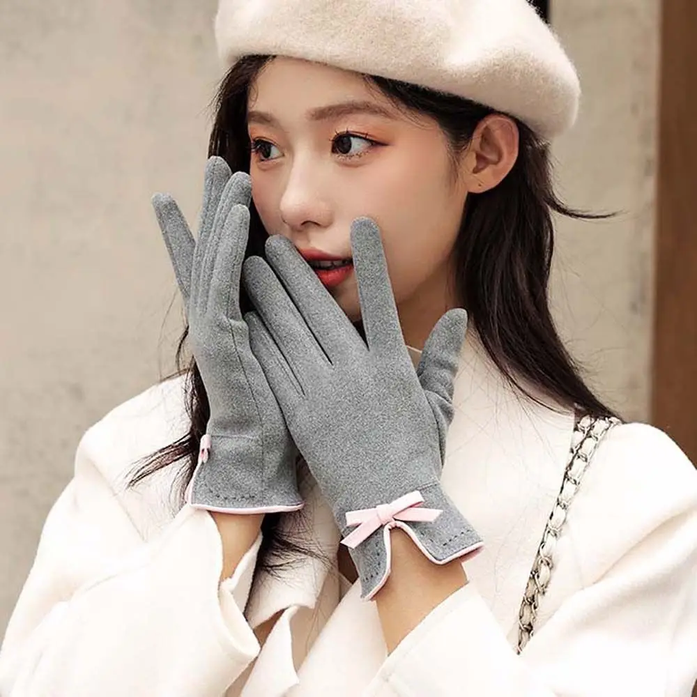 Polyester Bowknot Keep Warm Plus Thick Touch Screen Non-slip Gloves Women Finger Gloves Windproof Women Winter Gloves
Polyester Bowknot Keep Warm Plus Thick Touch Screen Non-slip Gloves Women Finger Gloves Windproof Women Winter Gloves