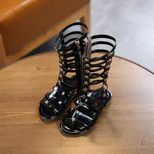 Girls Rome Sandals High Princess Hollow Open-toe Cool Solid Black Kid Fashion Children Chic Princess Dress Shoes Side Zip Korean
Girls Rome Sandals High Princess Hollow Open-toe Cool Solid Black Kid Fashion Children Chic Princess Dress Shoes Side Zip Korean