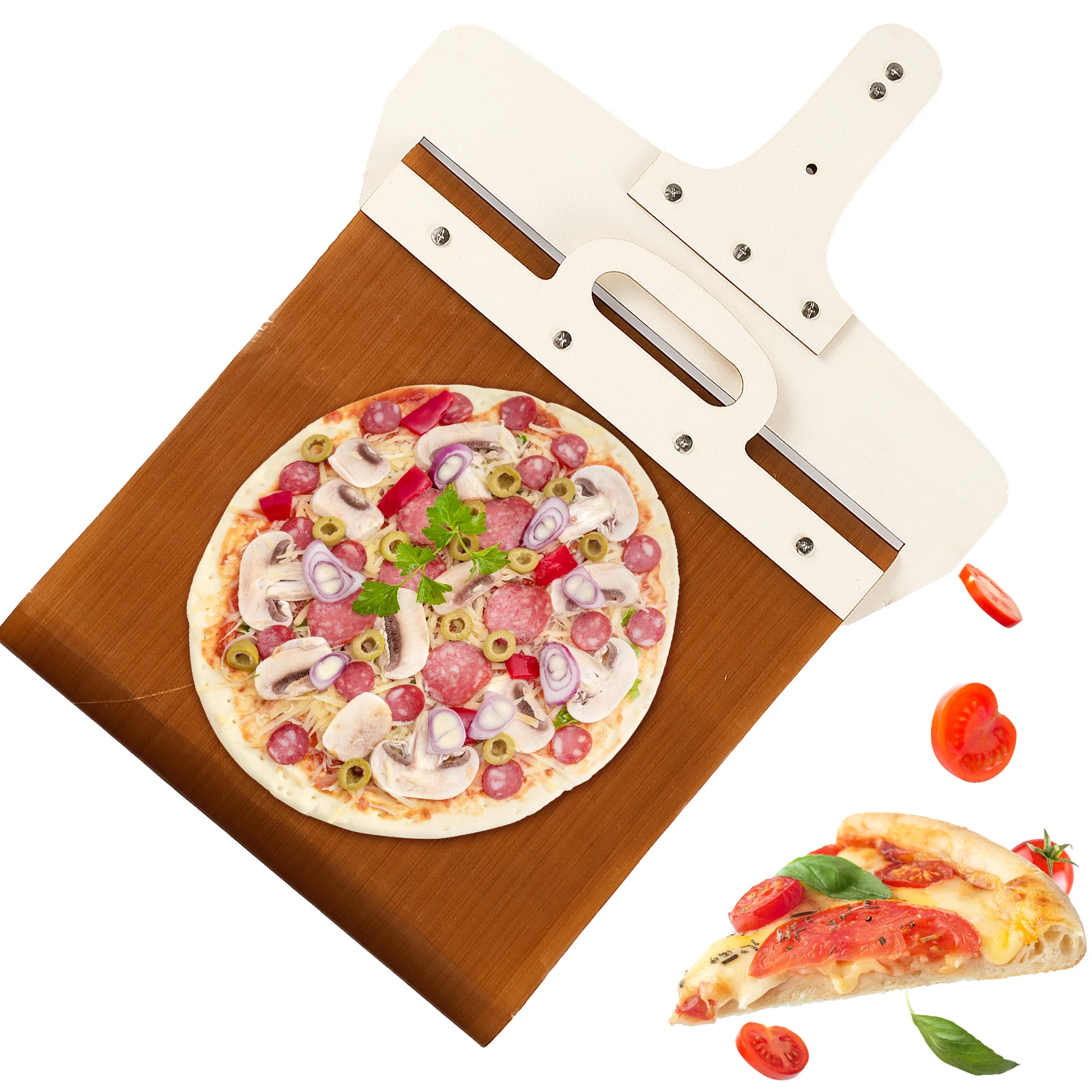 

Скользящая антипригарная лопатка для пиццы, скользящая лопатка для пиццы, съемная деревянная ручка, лопатка для пиццы, кухонные гаджеты для выпечки
