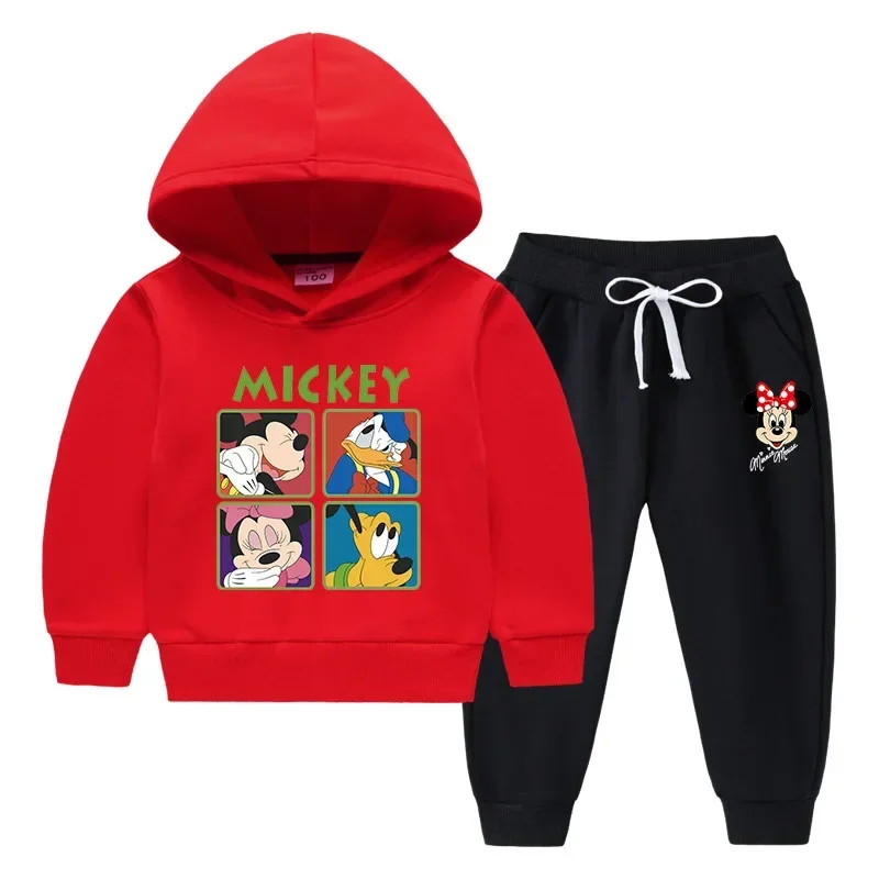 

MINISO Disney Mickey Mouse and Donald Duck Autumn and Winter Children's Hooded Sweatshirt Set New Velvet Thickened Warm Clothing