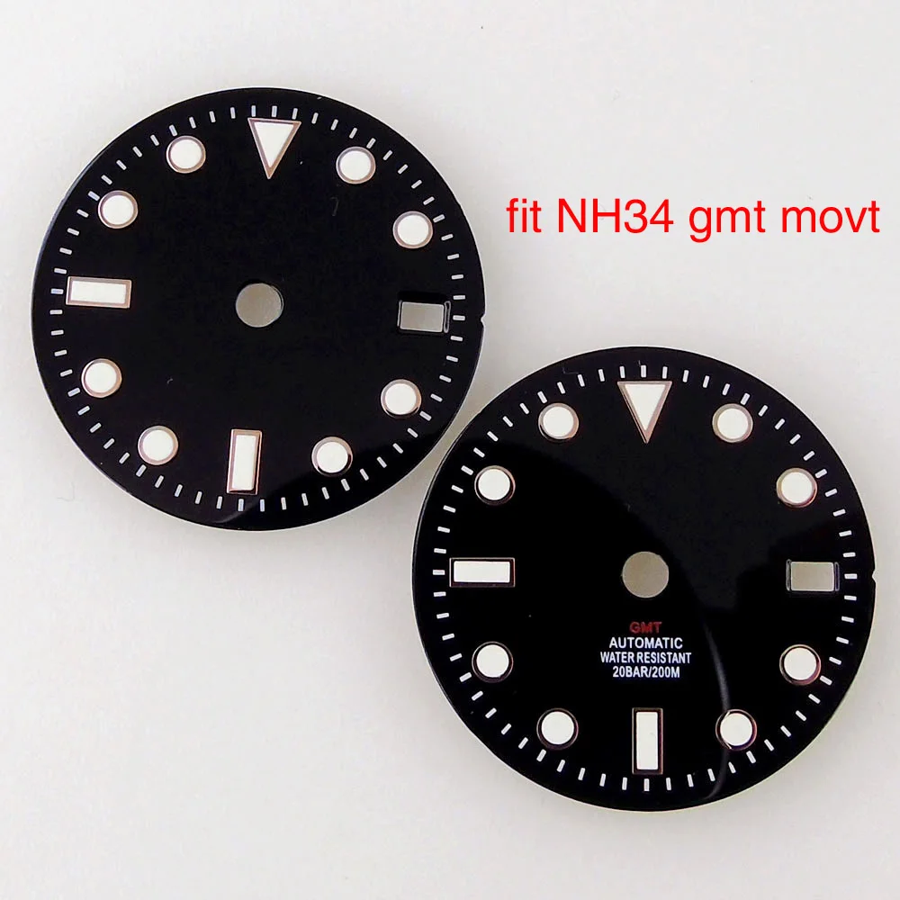 

Enamel Nologo 29mm SUB NH34 Watch Dial Rose Gold Edge White for Diver Automatic Watch Mod Case Parts 3/9 Date Position