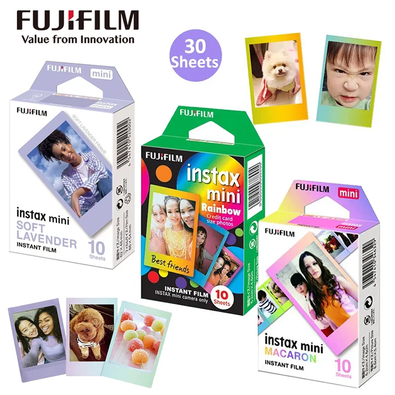 

Новая пленка Fujifilm Instax Mini с цветным дизайном, пленки Instax 30 листов для Fuji Instant Mini 12, 9, 11, 90, 11, 25, 70, зеркальная фотокамера с 2 звеньями