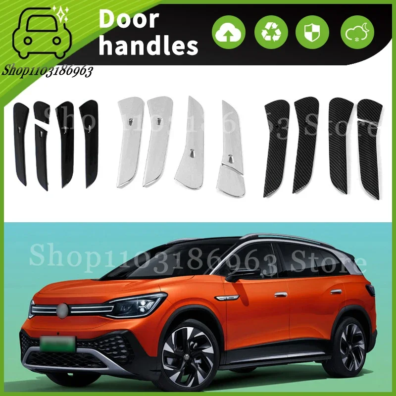 

For Volkswagen ID.6X ID.6 CRO 2022 Black Chrome Car Door Handle Cover Trim Styling Accessories Car Stickers Auto Accessories