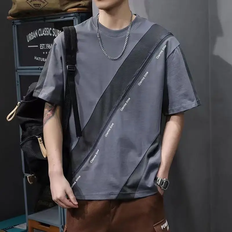 Summer Patchwork Men's Clothing Oversized T-shirt Vintage Streetwear Harajuku Fashion Loose Round Neck Breathable Tops Shirts
Summer Patchwork Men's Clothing Oversized T-shirt Vintage Streetwear Harajuku Fashion Loose Round Neck Breathable Tops Shirts