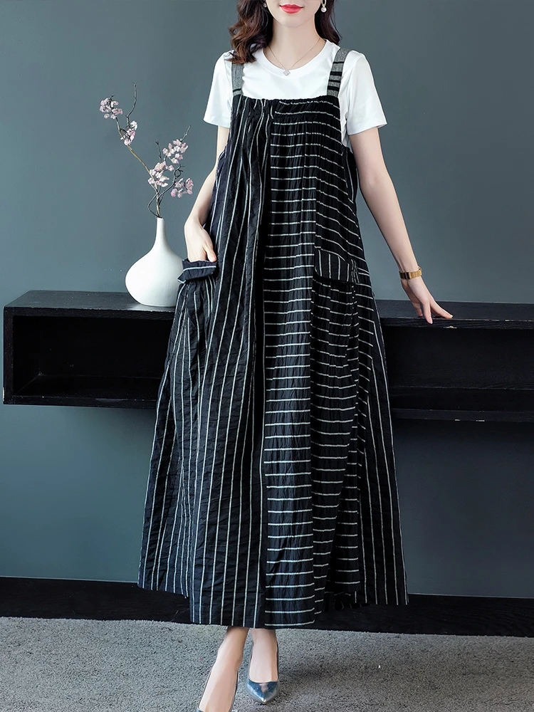 TIYIHAILEY 2022 New Fashion Free Shipping Vintage Women Long maxi Summer Sleeveless Dress A-line Striped Pockets Strap Loose
TIYIHAILEY 2022 New Fashion Free Shipping Vintage Women Long maxi Summer Sleeveless Dress A-line Striped Pockets Strap Loose