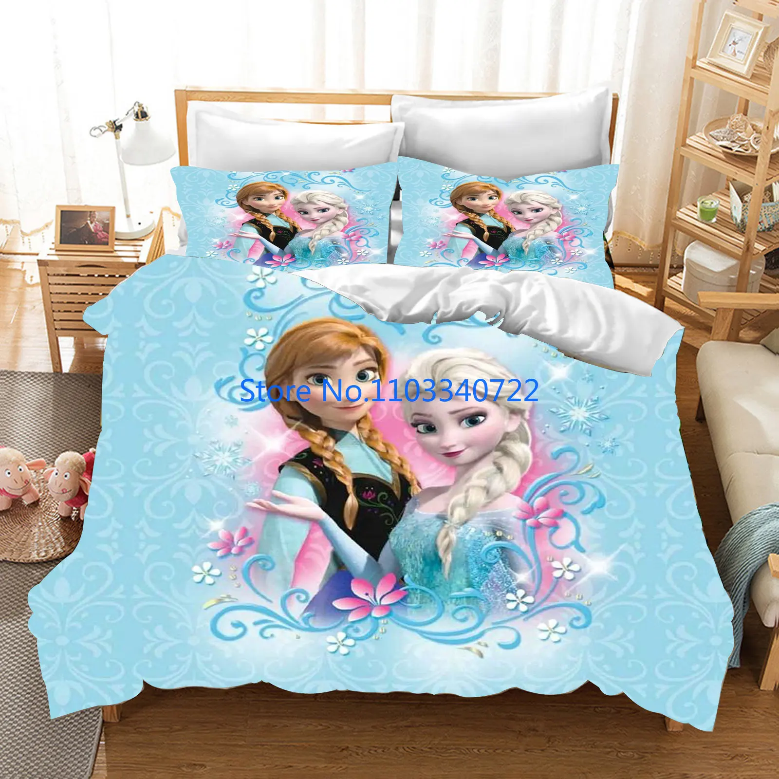 

Anime Frozen Queen Elsa Anna Kids Duvet Cover Set 3pcs 3D Print Comforter Cover Bedclothes for Girl Bedding Sets Bedroom Decor