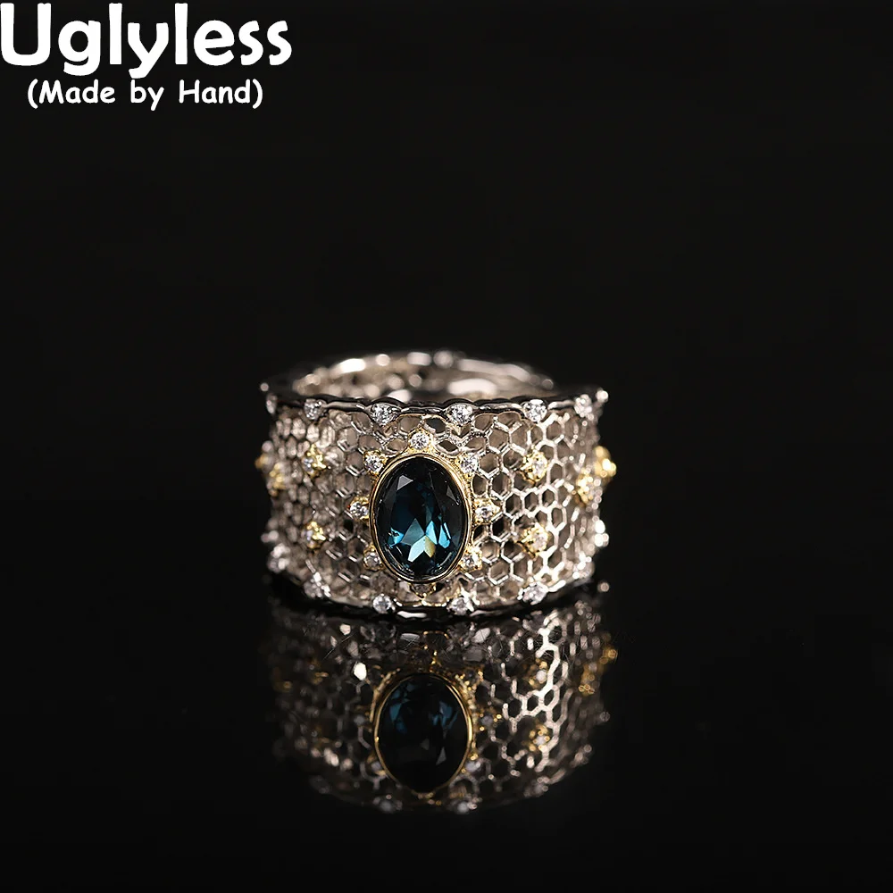 Uglyless Designer Newest Lace Silver Rings for Women Wide Fashion Rings 925 Sterling Silver Topaz Jewelry Hollow Crystals Bijoux
Uglyless Designer Newest Lace Silver Rings for Women Wide Fashion Rings 925 Sterling Silver Topaz Jewelry Hollow Crystals Bijoux