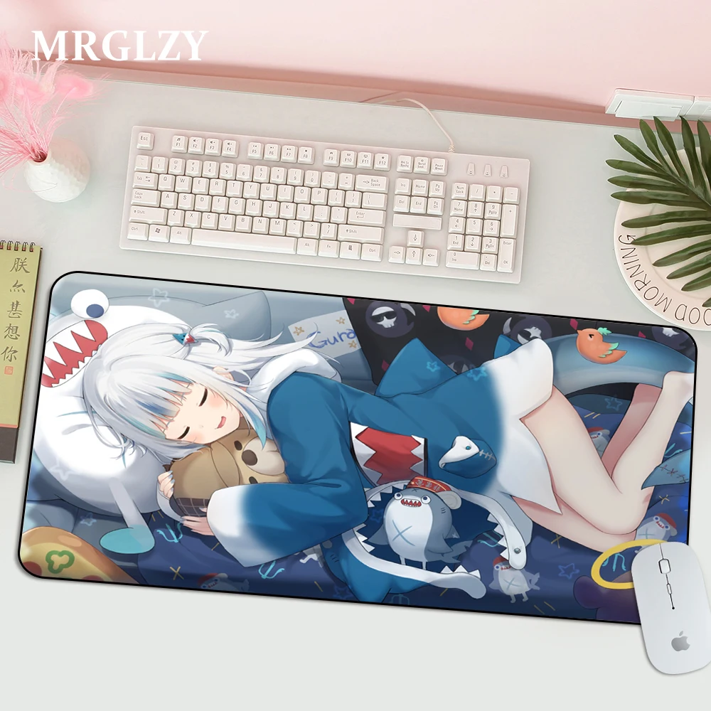 

Hololive Kawaii Gawr Gura Anime Gaming Mice Mousepad Gamer Desk Table Game Office Work Mouse Pad Xxl Non-slip Laptop Gaming Pc