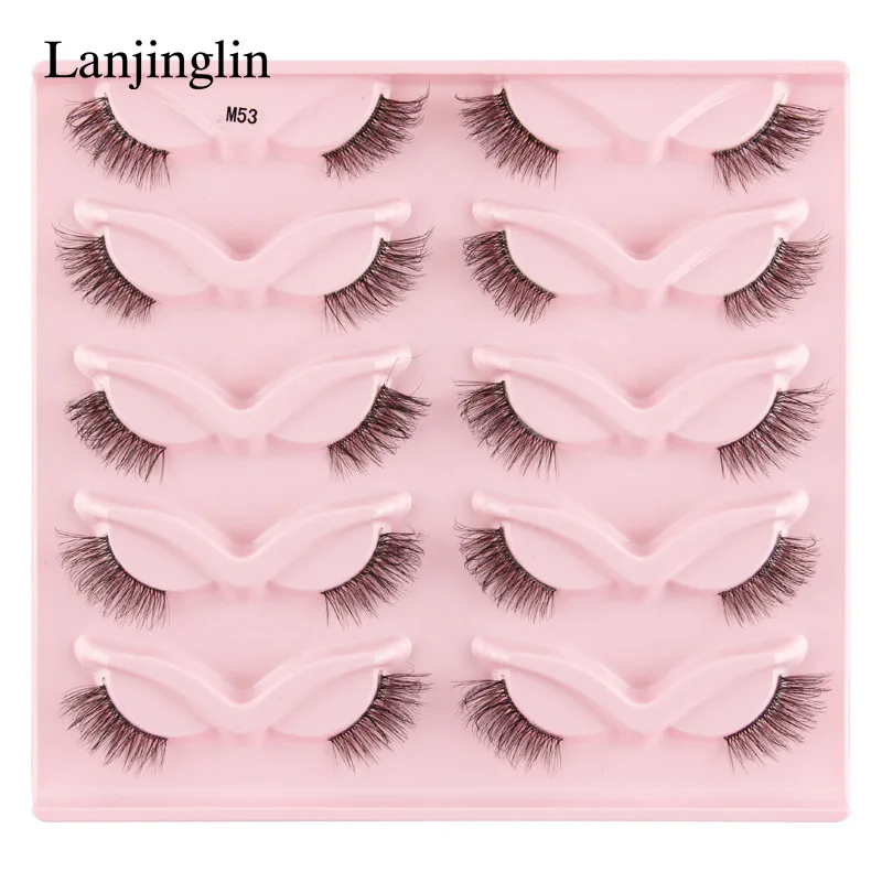 Lanjinglin 3/5/10 Pairs Cat Eye Lashes Soft Natural Look False Eyelashes Mink Eyelashes Hot Selling 3D Curly Eyelashes Makeup 19 S58d53d48a9a74daf97270a163db015751