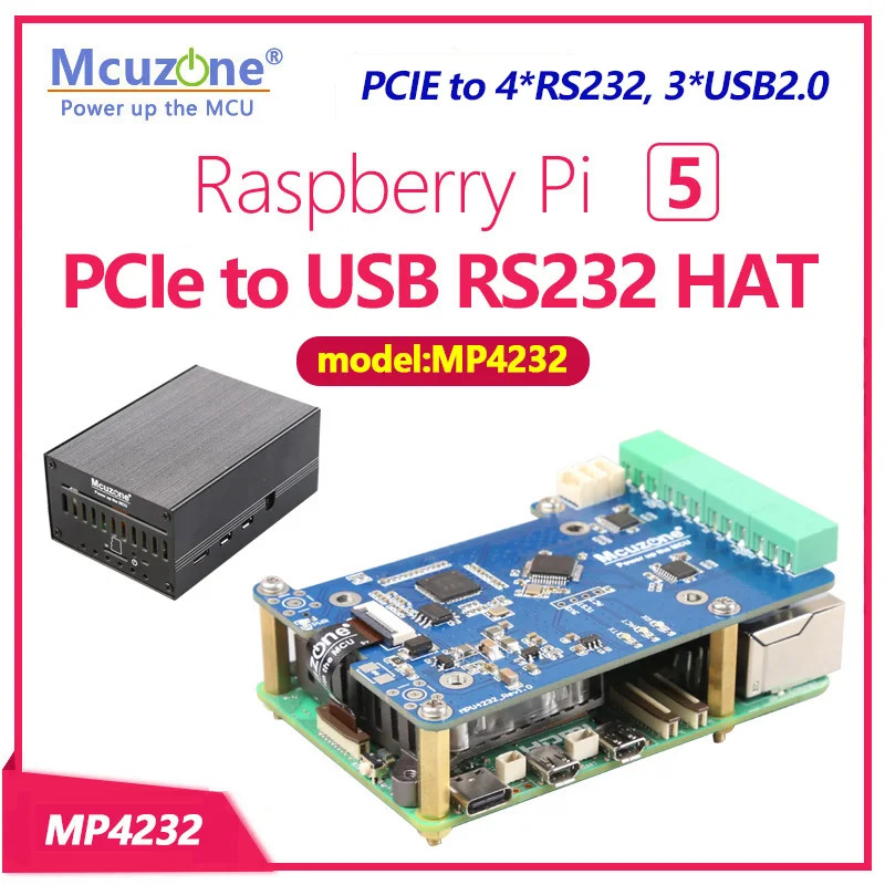 

MP4232 Raspberry Pi 5 PCIE к USB RS232 HAT,3 * USB2.0, без драйвера, телефон