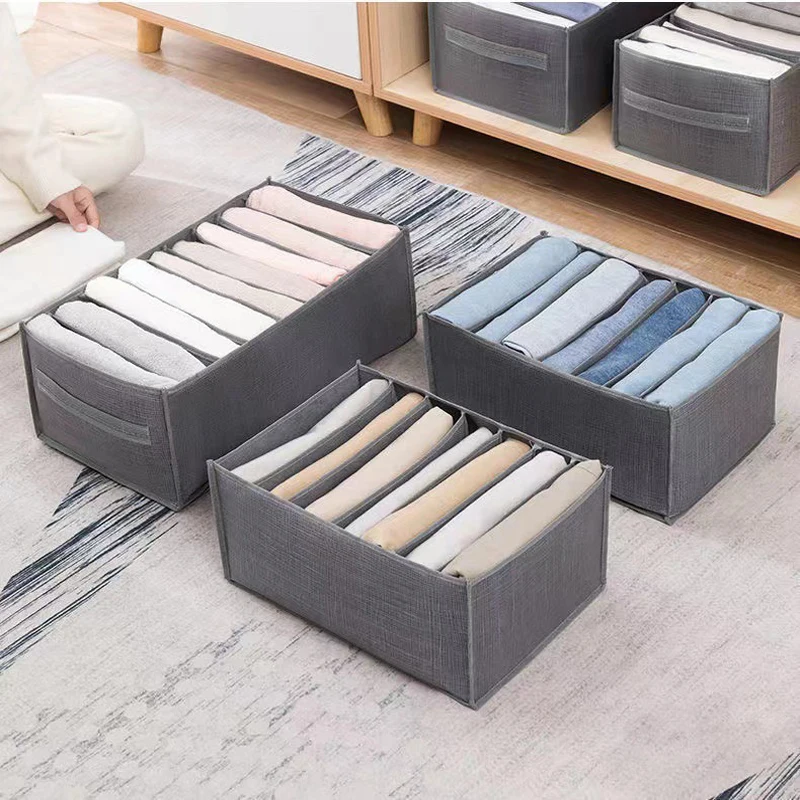 

7/9 Grids Jeans Storage Box Closet Wardrobe Clothes Compartment Boxes Drawer Jeans Socks Separation Organizer Pants Storage