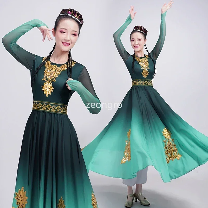 

Elegant Xinjiang dance costume costume Female adult minority costumes Uyghur stage performance dress dress Chinese Folk Dance