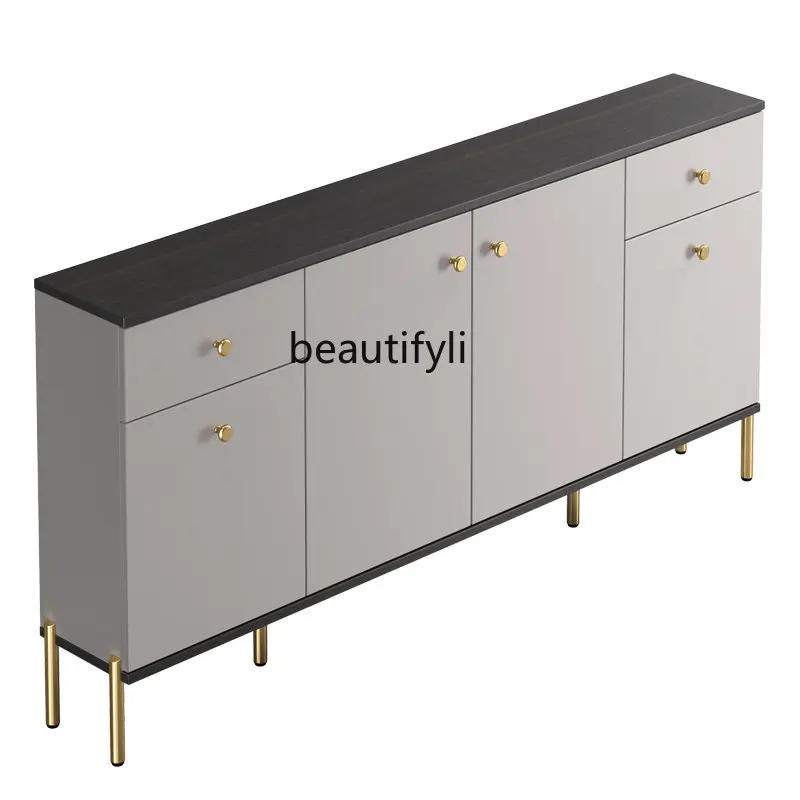 

yj Italian-Style Light Luxury Stone Plate Ultra-Thin Sideboard Cabinet Solid Wood Modern Minimalist Storage Cabinet Locker