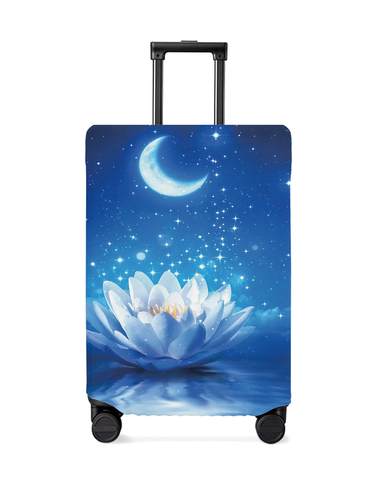 

Blue Moonlight Lotus Moon Travel Luggage Protective Cover for Travel Accessories Suitcase Elastic Dust Case Protect Sleeve