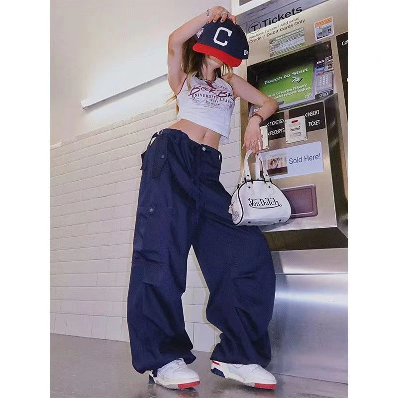 American Style Vintage Cargo Pants Women Y2K Summer Harajuku Bf Drawstring Wide Leg Trousers Loose Casual Jogging Sweatpants
American Style Vintage Cargo Pants Women Y2K Summer Harajuku Bf Drawstring Wide Leg Trousers Loose Casual Jogging Sweatpants
