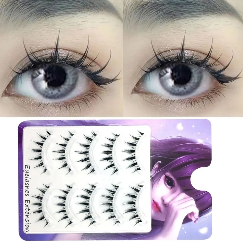 

5 Pairs Eyelash Extension Tool Thick Superfine Volume Little Devils False Eyelashes Transparent Stem Manga Lashes