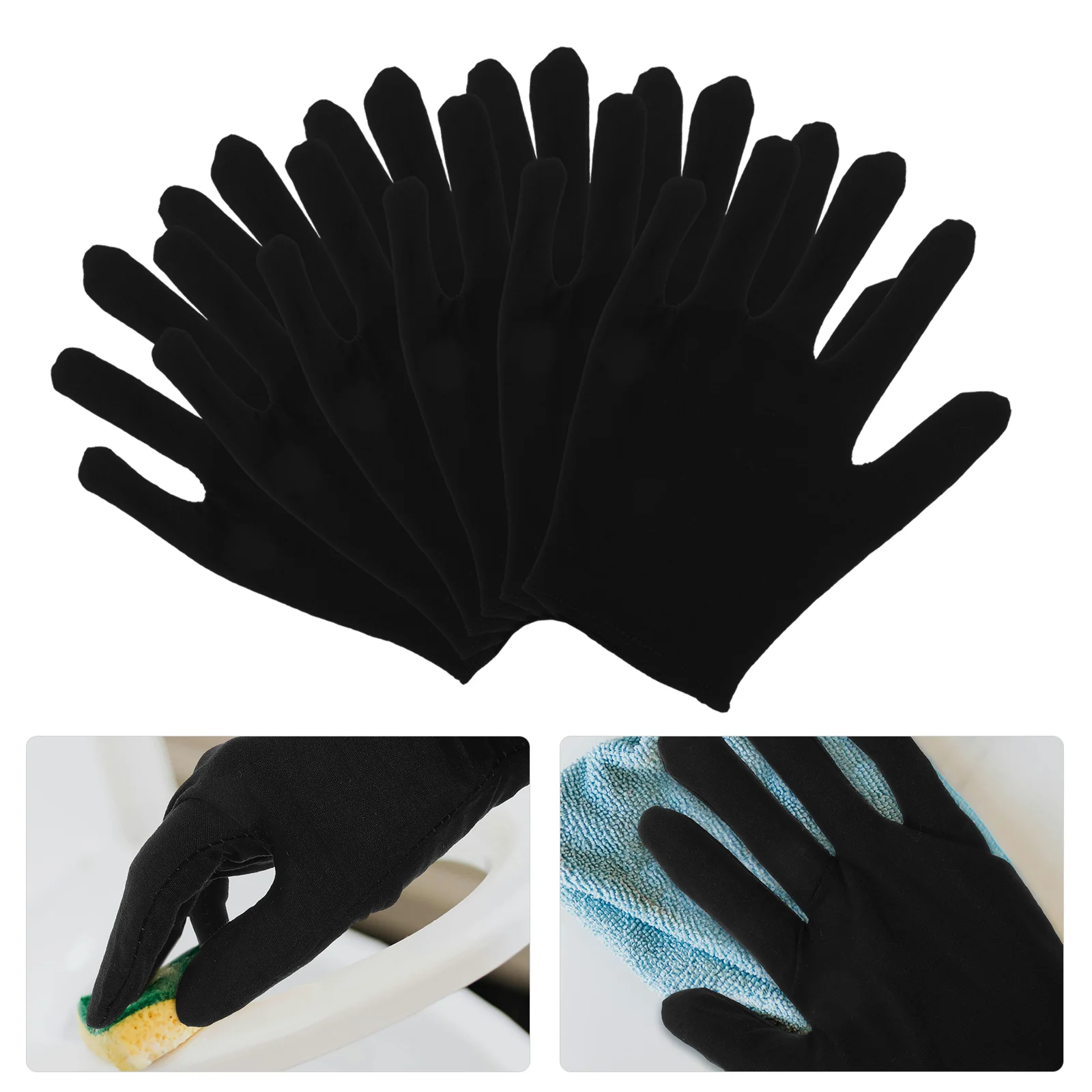 

12 Pairs Moisturizing Riding Fishing Medical Black Fingerless Gloves Industrial Running for Men Cotton Protective Riding Warm