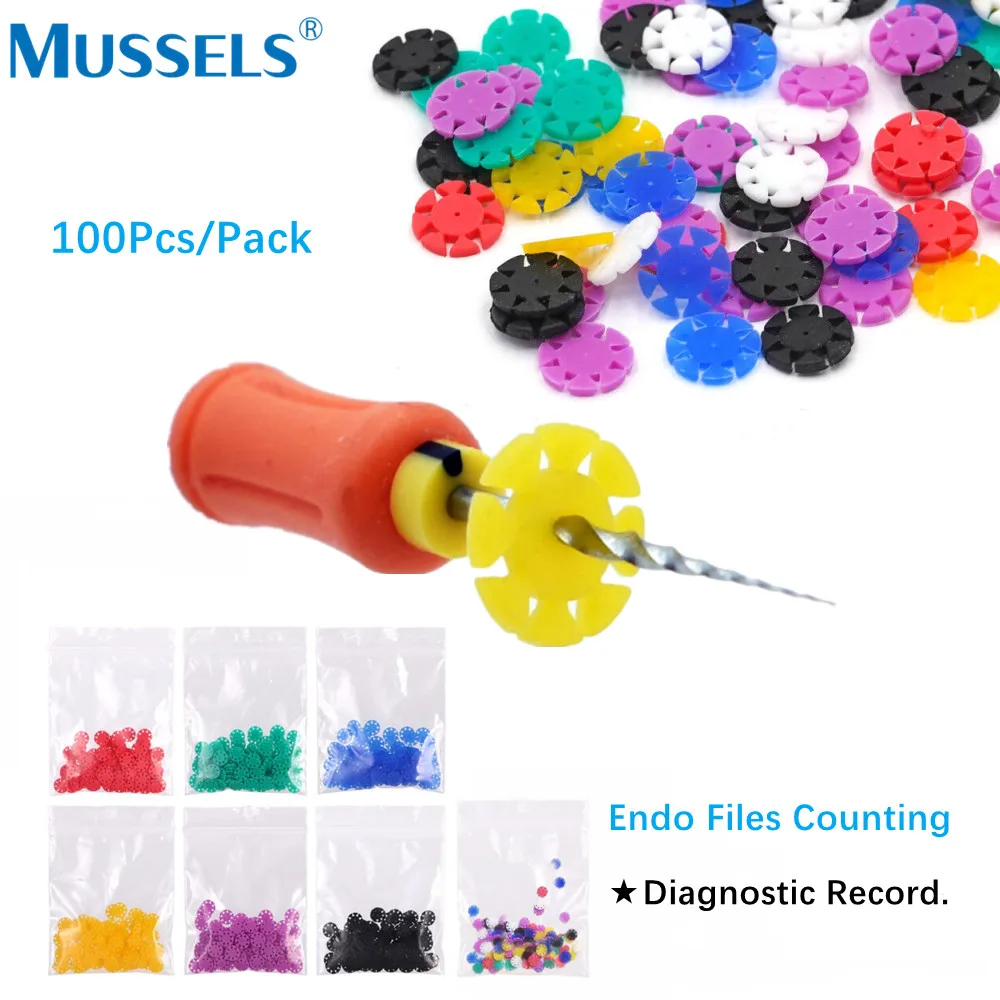 

100PCS Dental Endo File Counting Stopper Marking Circle Ring Silicone Disinfection Root Canal File Counter Dentistry Endodontic