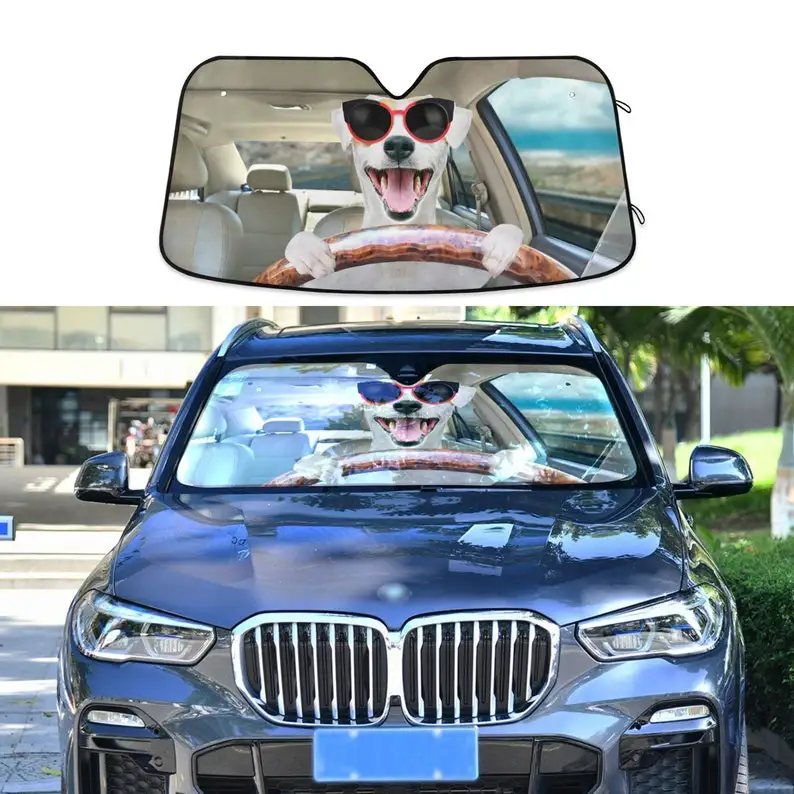 A Funny Dog Behind the Wheel of a Car, Car Auto Sun Shade, Windshield Car Accessories, Auto Protector Window Visor Screen Decor
A Funny Dog Behind the Wheel of a Car, Car Auto Sun Shade, Windshield Car Accessories, Auto Protector Window Visor Screen Decor