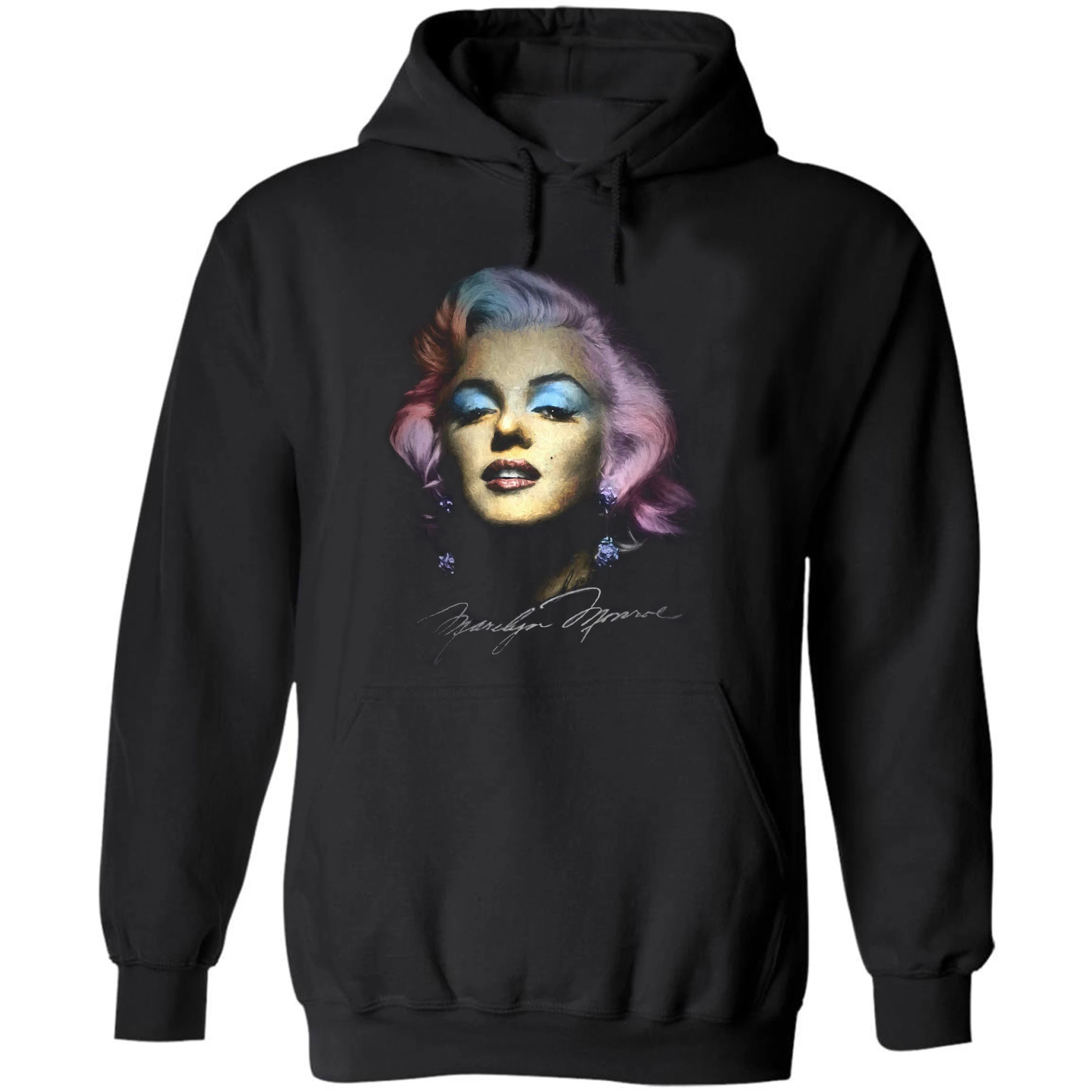 

Marilyn Monroe Pop Face Portrait Signature Pullover Hoodie 100% Cotton Comfortable Casual Mens Sweatshirts Fashion Streetwear