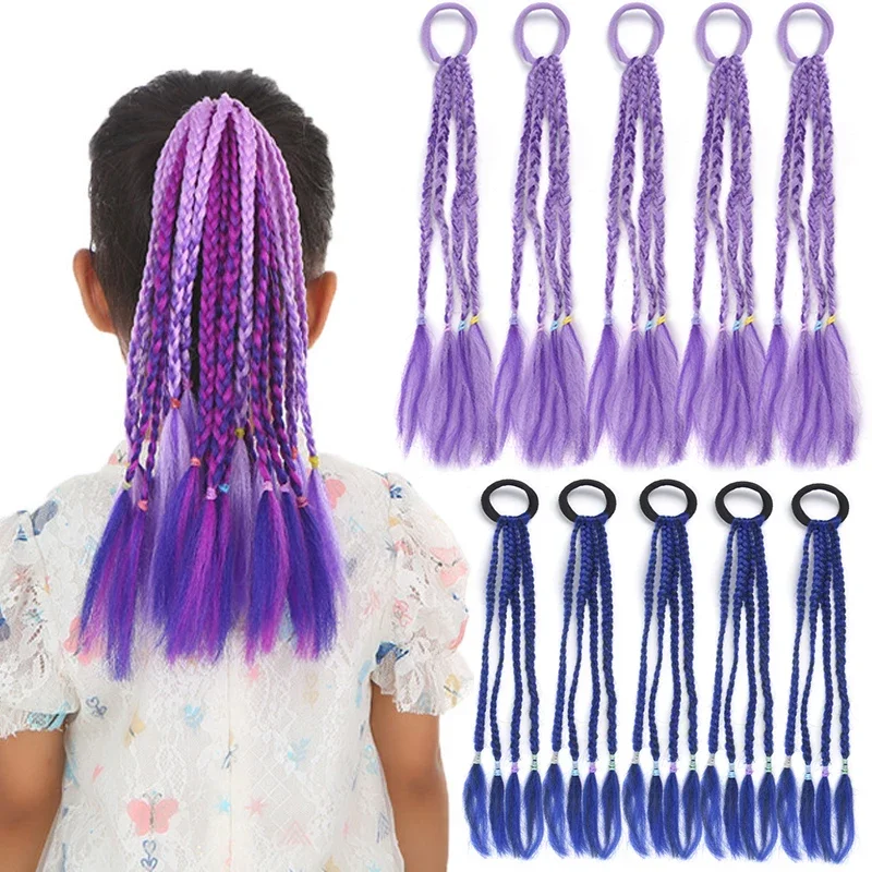 

5PC Rainbow Color Elastic Hair Rope Rubber Bands Hair Accessories For Girls Wig Ponytail резинки для волос Kids Twist Braid Rope