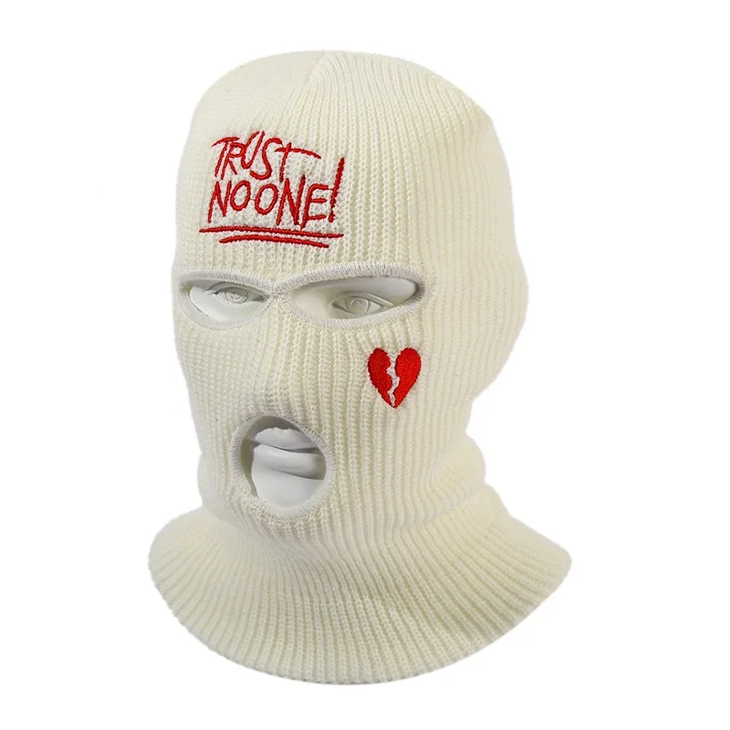 

Trost Noone Embroidery Three-hole Balaclava Knit Hat Army Tactical CS Winter Ski Riding Mask Beanie Prom Party Mask Warm Mask