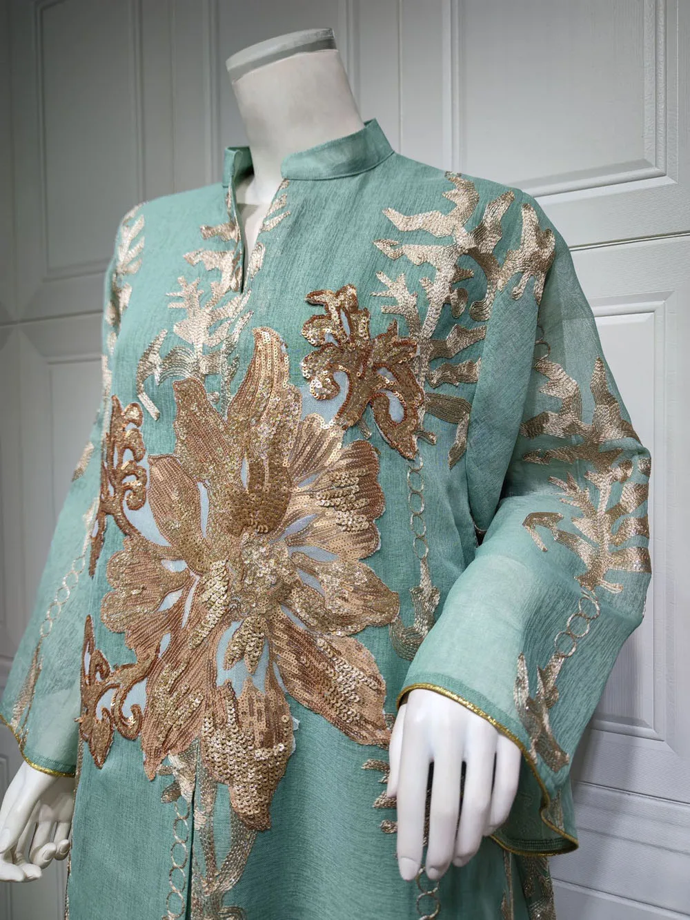 Maxi Dress Golden Sequins Embroidery Green White Abaya Woman Muslim Female Jalabiya Arabic Elegant Clothing Long Sleeves 251 Mallzona S58e6559811ce46c0ae3d20cc7473265d0 Maxi Dress Golden Sequins Embroidery Green White Abaya Woman Muslim Female Jalabiya Arabic Elegant Clothing Long Sleeves Mallzona