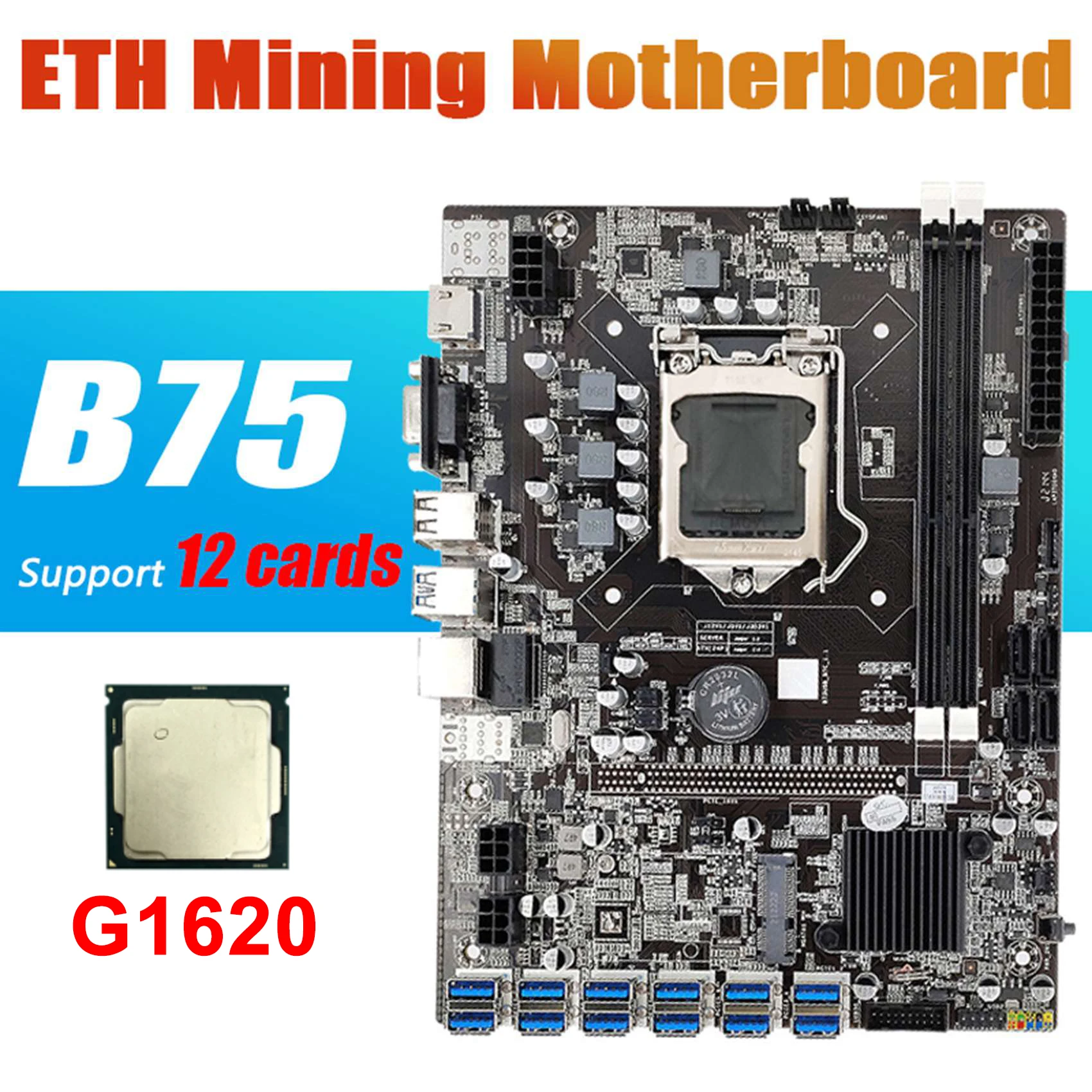 B75 ETH Mining Motherboard 12 PCIE to USB Adapter LGA1155 MSATA Support 2XDDR3 RAM B75 USB BTC Miner Motherboard
B75 ETH Mining Motherboard 12 PCIE to USB Adapter LGA1155 MSATA Support 2XDDR3 RAM B75 USB BTC Miner Motherboard