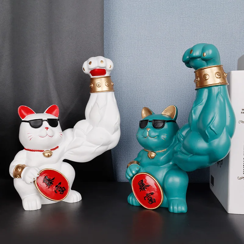 

Vigorously muscle lucky cat unicorn arm fortune cat giant arm gift cat decoration opening gift animal statue decoration figurine