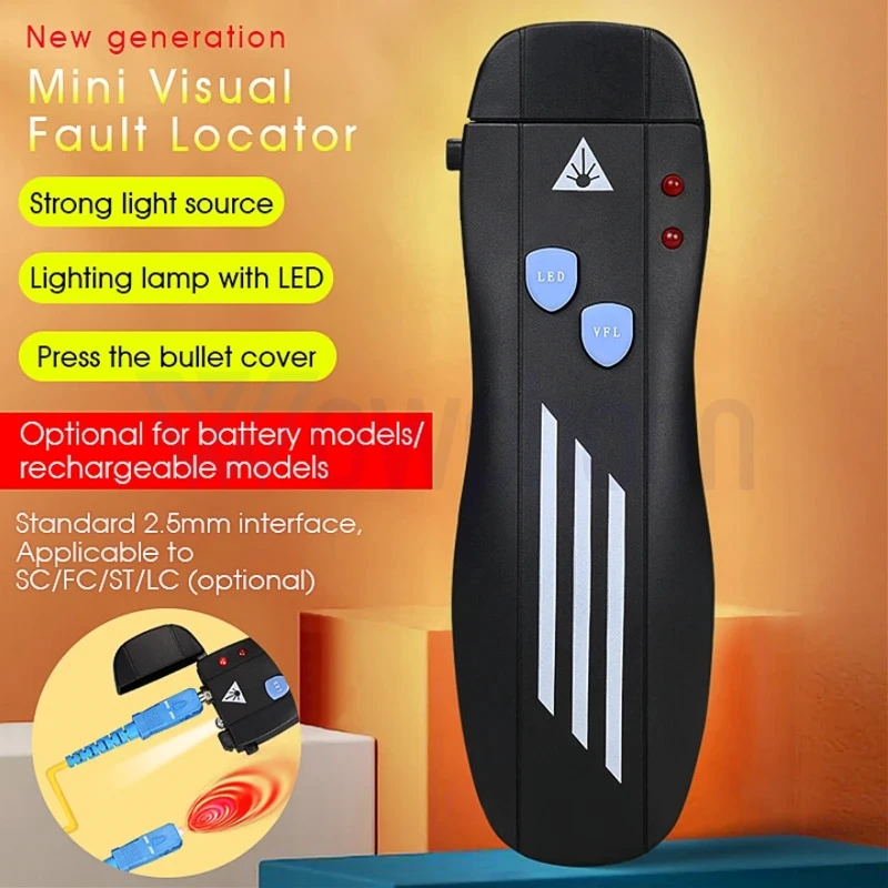 New Charging Battery VFL Mini Fiber Optic Light Source Visual Fault Locator 5~50MW(Optional) LED Light
New Charging Battery VFL Mini Fiber Optic Light Source Visual Fault Locator 5~50MW(Optional) LED Light