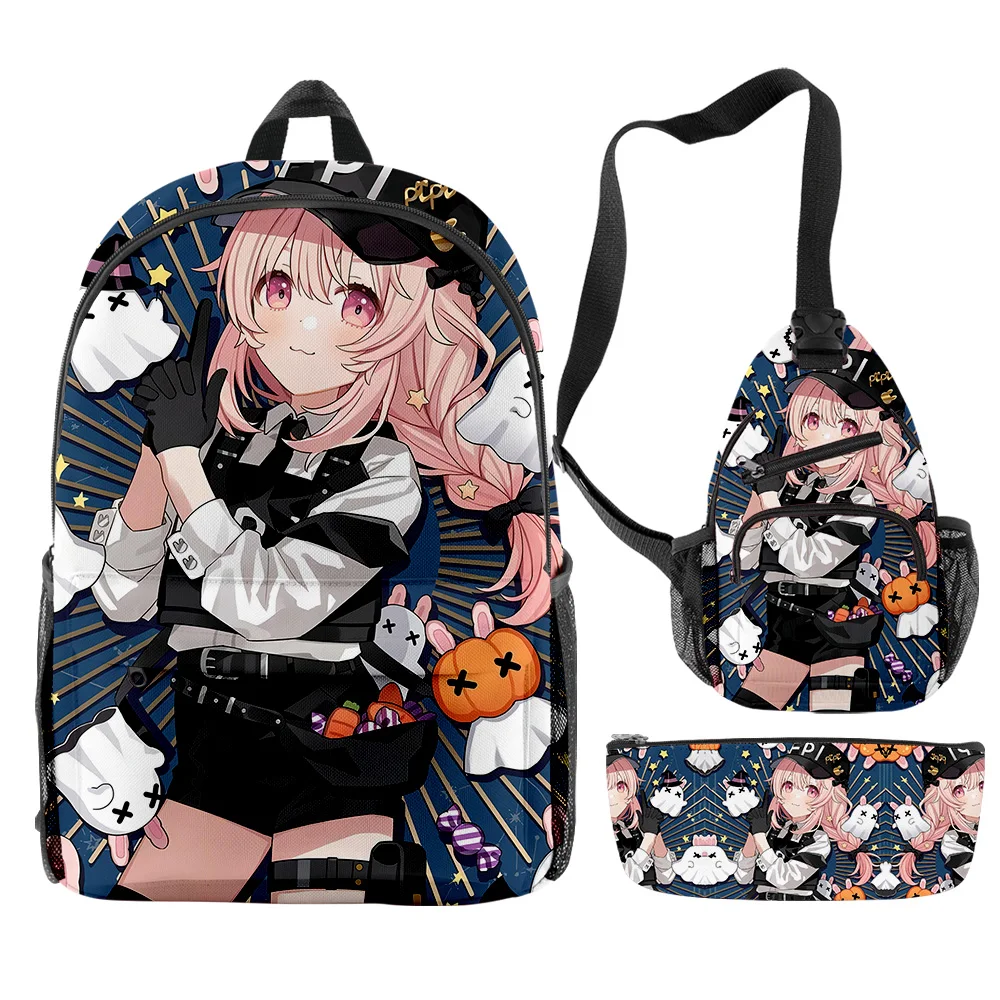 

Hip Hop Popular Funny VTuber Pipkin Pippa Anime 3D Print 3pcs/Set pupil School Bags Travel Laptop Backpack Chest Bag Pencil Case