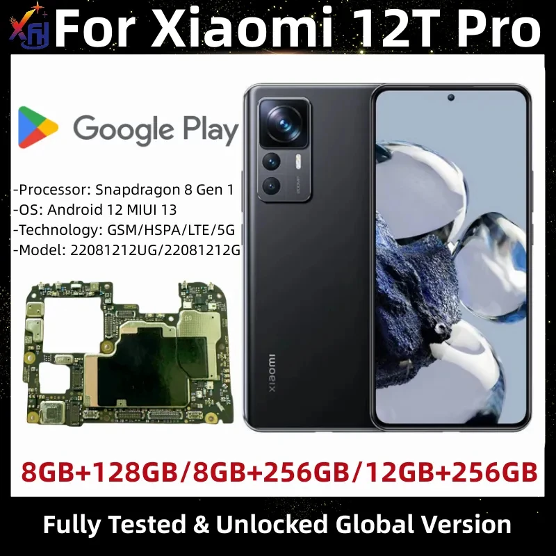 

Mainboard for Xiaomi 12T Pro 5G Motherboard 128GB 256GB Original Unlocked Main Circuits Board with Snapdragon 8 Gen 1 Processor