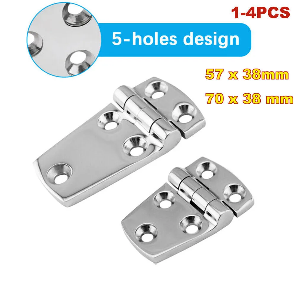 

1/2PCS Marine Grade 316 Stainless Steel Durable Door Hinge 57/70 X 38mm For Yacht Boat 4.5mm Thickness