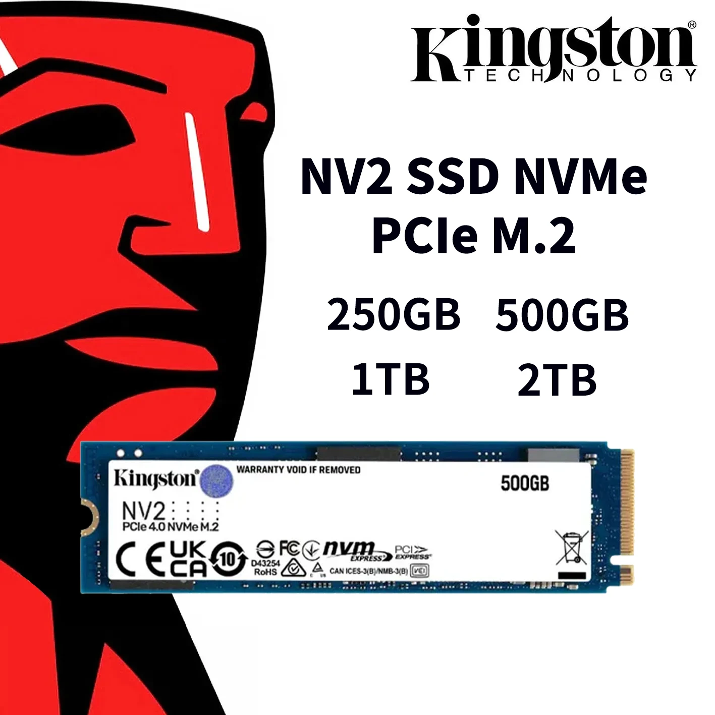 

Kingston Internal SSD M.2 NVMe PCIe 4.0 NV2 M2 2280 2TB 1TB 500GB 250GB Support Desktop Laptop PC Intel AMD motherboard CPU