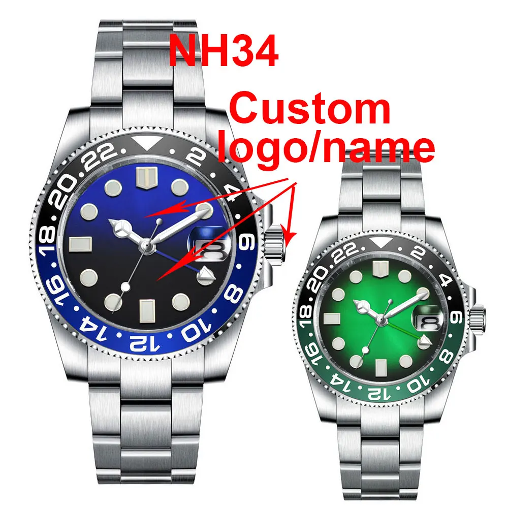Custom New Luxury Men Mechanical Wristwatch Oyster Stainless NH34 GMT Watch Top Brand Sapphire Glass Men Watches reloj hombre
Custom New Luxury Men Mechanical Wristwatch Oyster Stainless NH34 GMT Watch Top Brand Sapphire Glass Men Watches reloj hombre