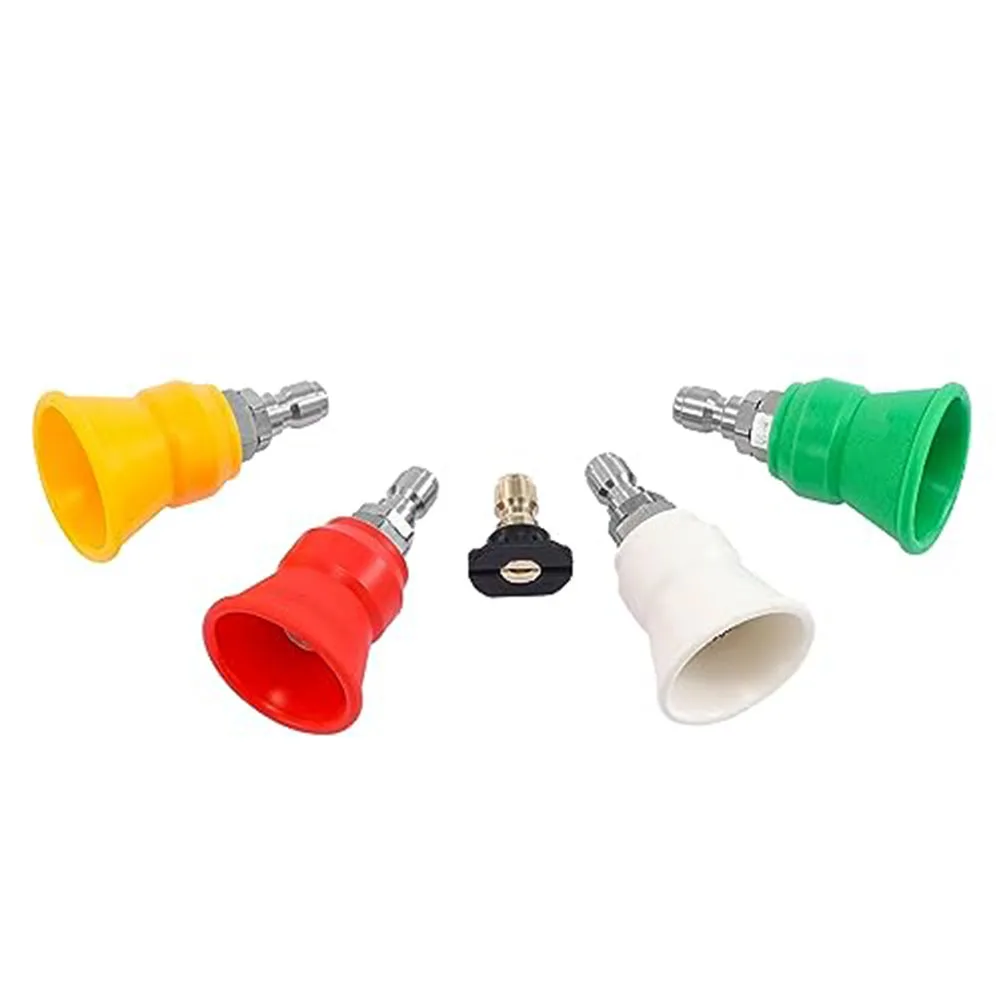 

5x 1/4inch Quick Connect Pressure Washer Nozzle Tips With Guard Protector Holder Trumpet Nozzle Garden Power Tool Accessories