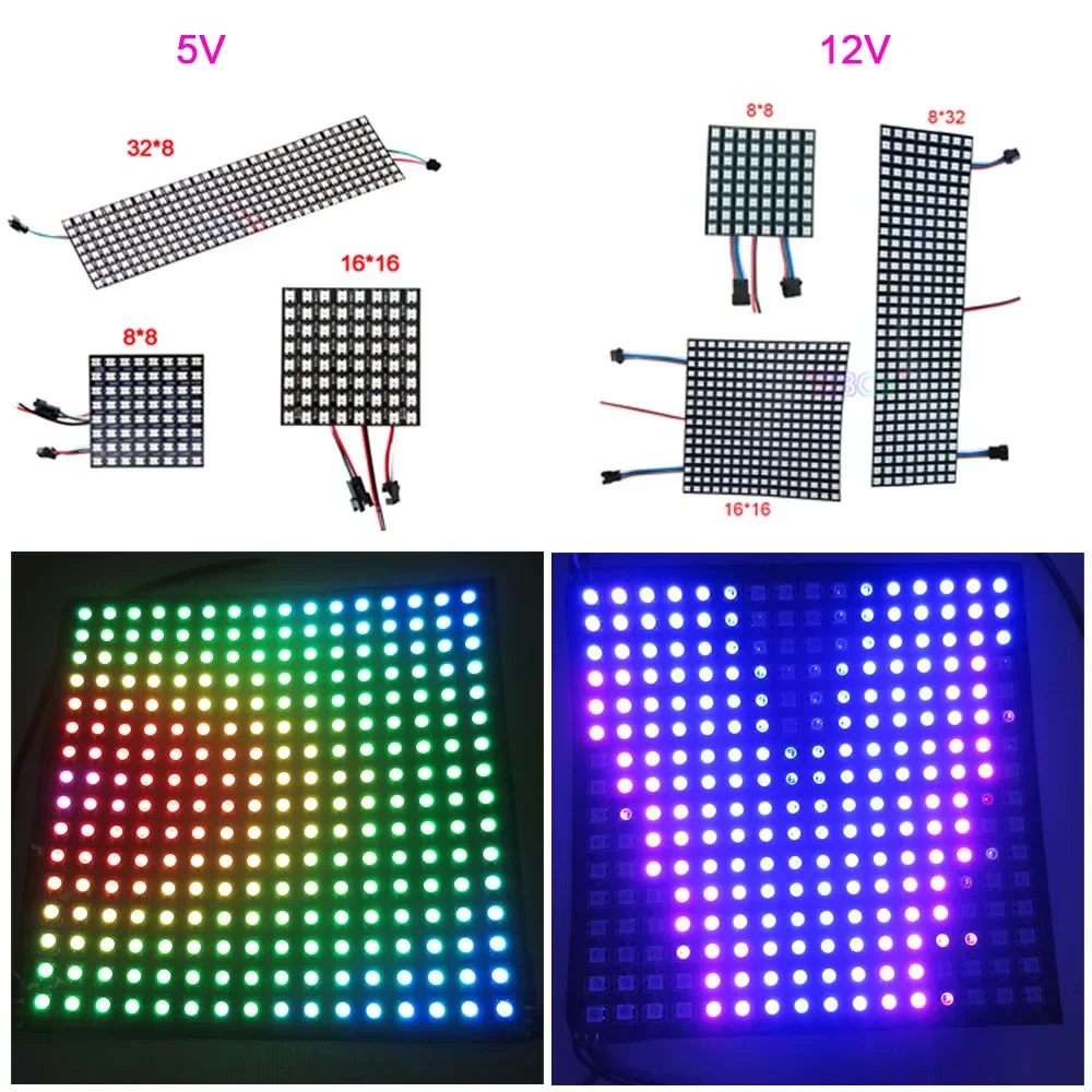 

WS2812B RGB гибкий 16x16 8x32 256 светодиодов Пиксельная Панель Матричный экран WS2815 светодиодный модуль WS2812 индивидуально адресный свет 5V 12V