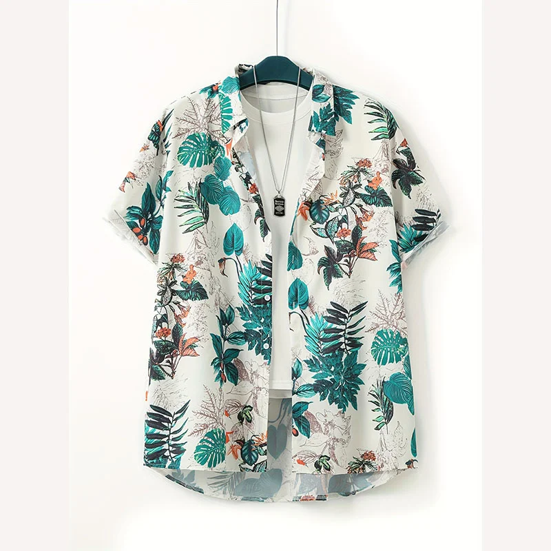 

3d Print Plants Leaves Bay Scenery Shirt For Men Summer Beach Vacation Short Sleeve Plus Size Hawaiian Shirts Boys Clothing