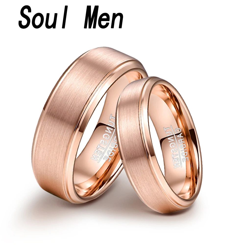 

Classic Rose Gold Color Tungsten Wedding Ring For Women Men Carbide Engagement Band Comfort Fit Width 8mm 6mm