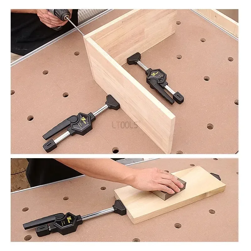 Workbench Dog Holes Quick Acting Hold Down Clamp Adjustable Fast Fixed Clip Home Woodworking Benches 19/20MM Holes Desktop Clip
Workbench Dog Holes Quick Acting Hold Down Clamp Adjustable Fast Fixed Clip Home Woodworking Benches 19/20MM Holes Desktop Clip