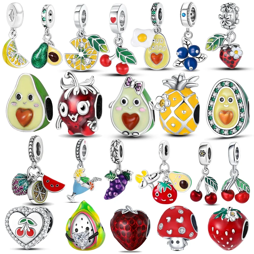 

Strawberry Cherry Boutique Pendant Charms Fit Original 925 Pandora Bracelet 925 Silver Charm Bead Necklace Diy Female Jewelry