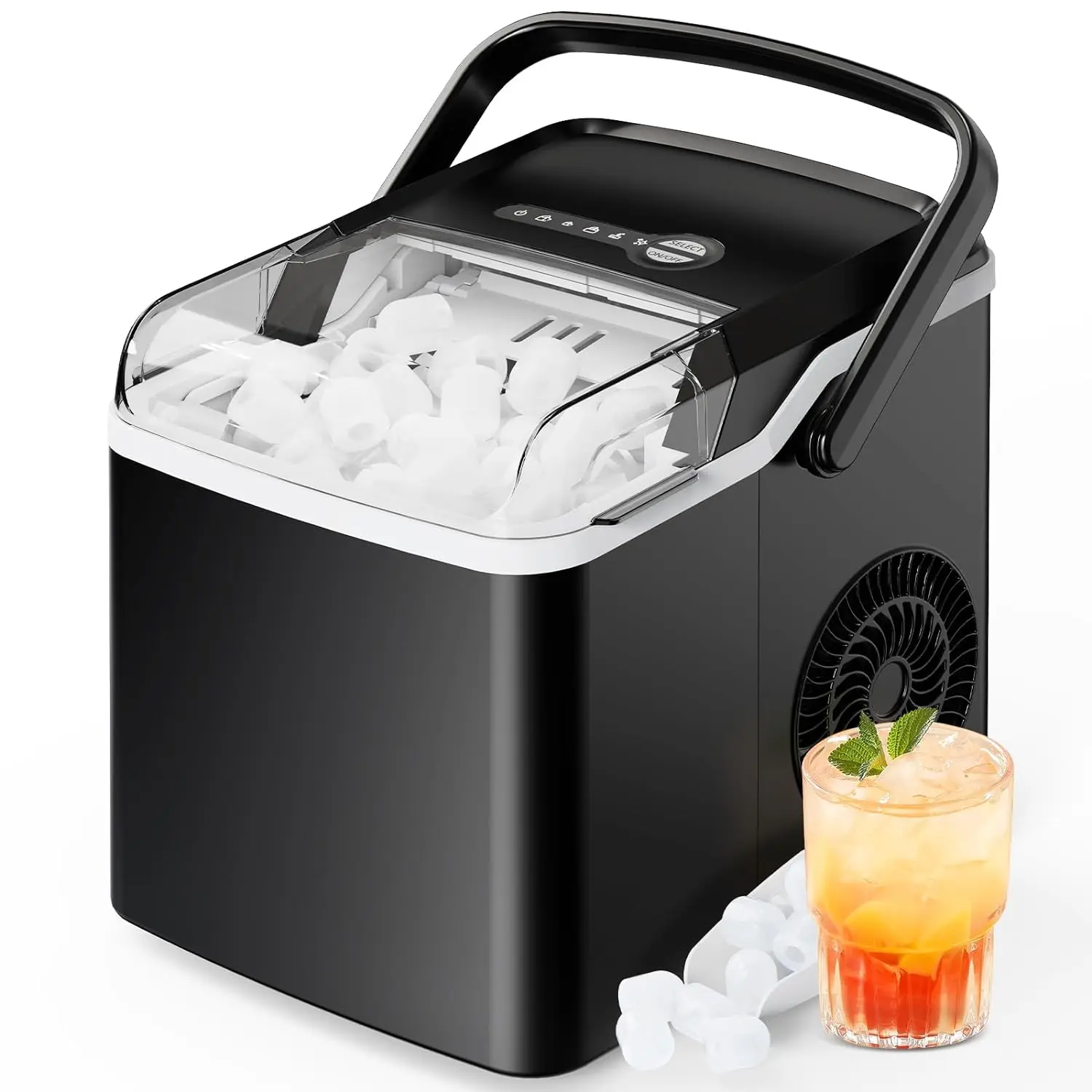 

Silonn Countertop Ice Maker, 9 Cubes Ready in 6 Mins, 26lbs in 24Hrs, Portable Ice Machine with Self-Cleaning, 2 Sizes of Bullet