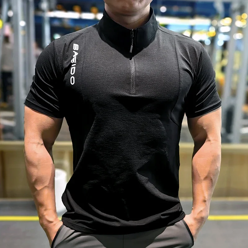 

Men Fitness Sport Clothing Bodybuilding Training T-shirt Gym Running Short Sleeve Tee Tshirts Muscle Fit Top Quick Dry Rashguard
