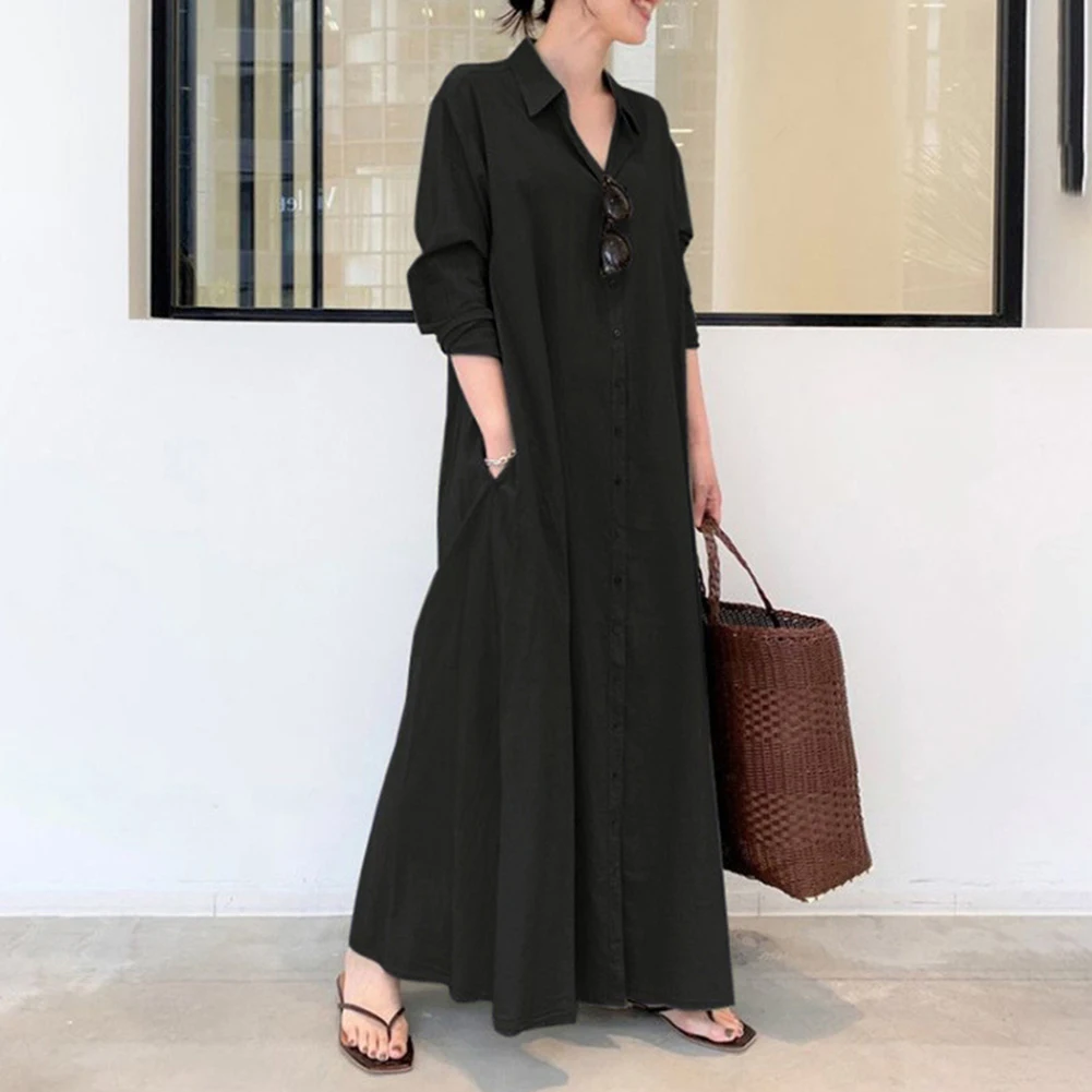 Women Dress Button Up Regular Solid Color V-Neck 1pc Casual Loose Comfortable For Autumn Kaftan Linen Cotton New
Women Dress Button Up Regular Solid Color V-Neck 1pc Casual Loose Comfortable For Autumn Kaftan Linen Cotton New