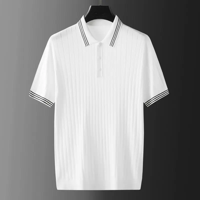 Cool Down Summer Men's Short Sleeve New Casual Lapel Collar Thin Knitting Breathable Classic Black White Stripe Formal T-shirt
Cool Down Summer Men's Short Sleeve New Casual Lapel Collar Thin Knitting Breathable Classic Black White Stripe Formal T-shirt