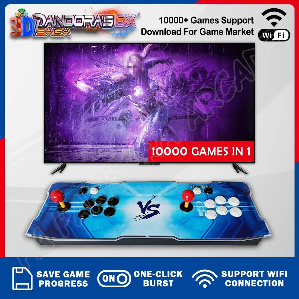 

10000 in 1 WiFi Pandora Saga EX EX2 Box Retro Arcade Game Console Cabinet 8 Way Joystcik Push Buttons Bartop Support Tekken