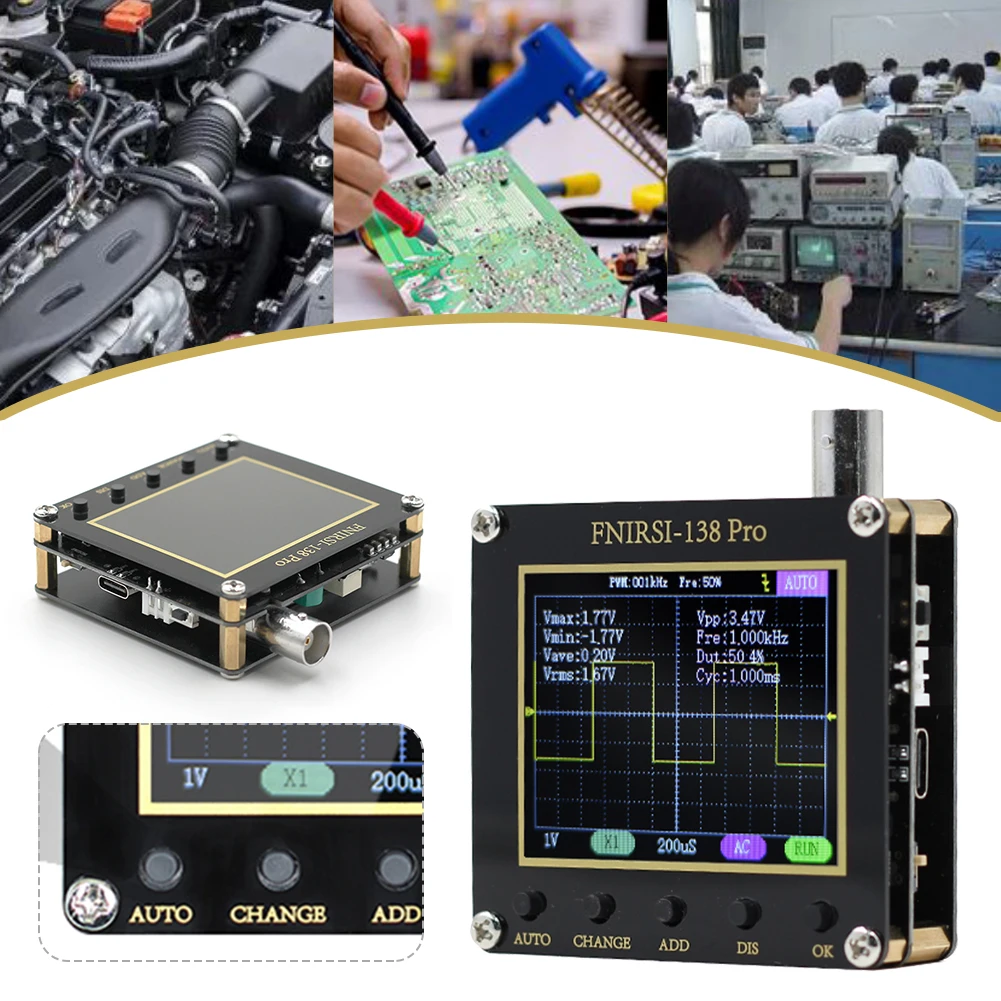 Oscilloscope 138pro Mini Handheld Practical Digital 2.5MSa/s 200KHz Analog Bandwidth Support PWM And Firmware Update
Oscilloscope 138pro Mini Handheld Practical Digital 2.5MSa/s 200KHz Analog Bandwidth Support PWM And Firmware Update