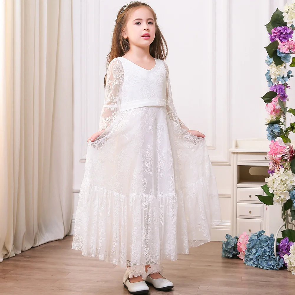 Lace First Communion Dresses For Girl Little A-line V-neck Long Sleeves Tulle Long Flower Girl Dresses For Weddings Kids Baby
Lace First Communion Dresses For Girl Little A-line V-neck Long Sleeves Tulle Long Flower Girl Dresses For Weddings Kids Baby
